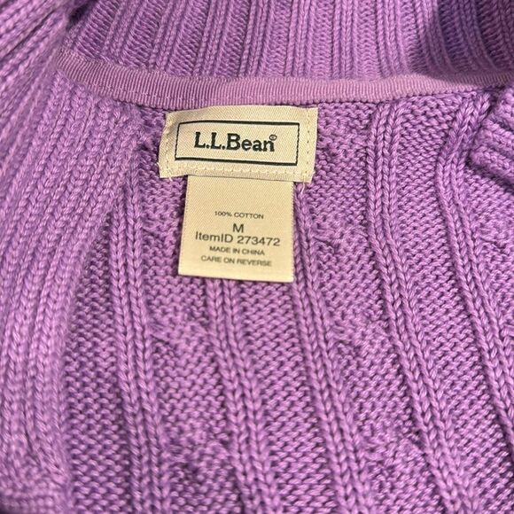LL Bean lavender cable knit sweater Size M - Picture 5 of 6